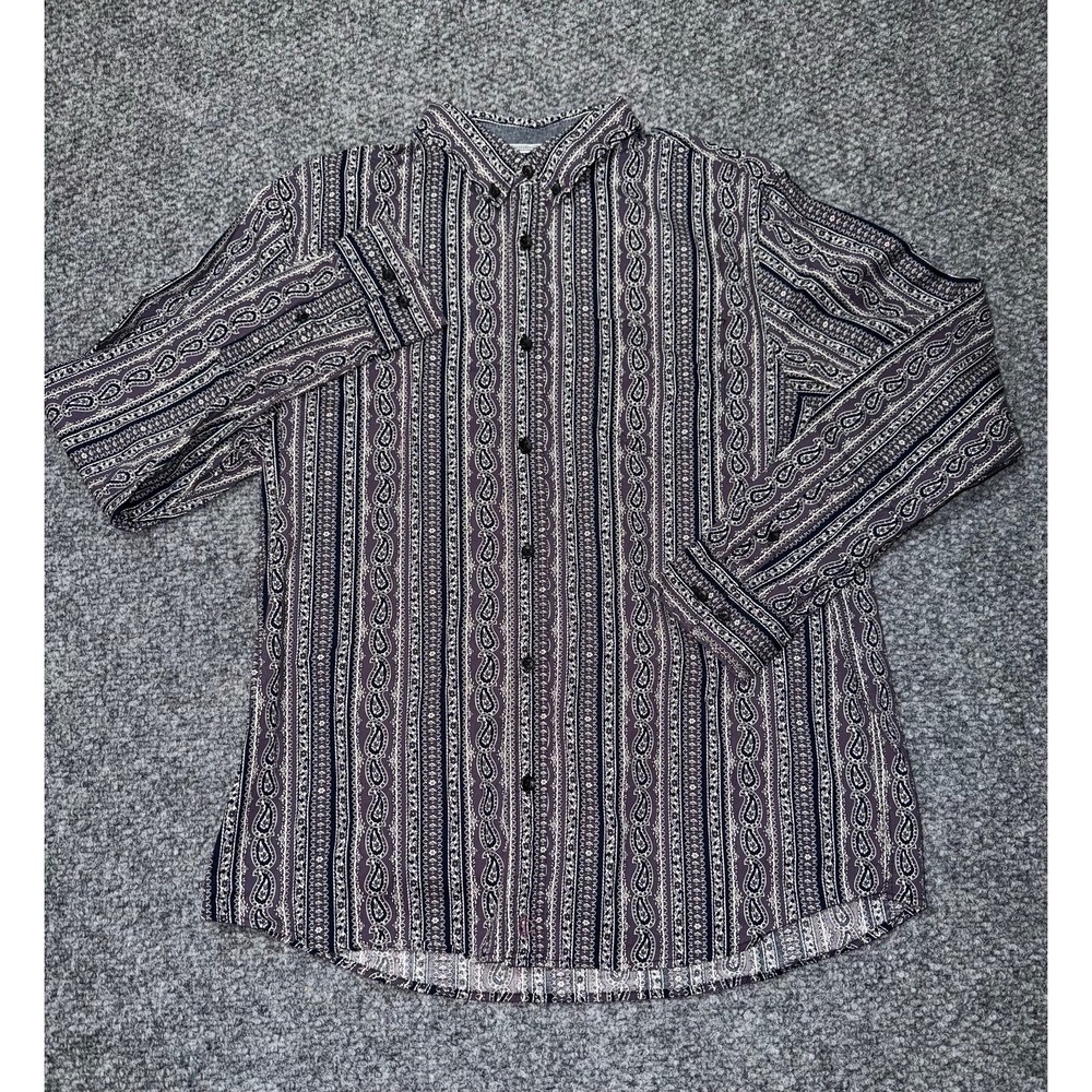 Cody James Authentic Western Paisley Stripe‎ Button Down Shirt Size XL